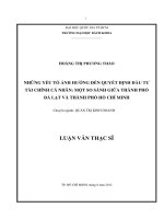 Những yếu tố ảnh hưởng đến quyết định đầu tư tài chính cá nhân  một so sánh giữa tp  đà lạt và tp  hồ chí minh  