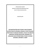 Nghiên cứu về lời hướng dẫn của giáo sinh thực tập trong giờ dạy nói cho sinh viên năm thứ nhất tại khoa tiếng anh trường đại học ngoại ngữ đại học quốc gia hà nội