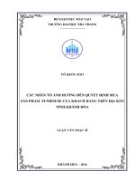 Các nhân tố ảnh hưởng đến quyết định mua sản phẩm sunhouse của khách hàng trên địa bàn tỉnh khánh hòa  