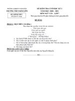 Đề thi học kì 1 môn Ngữ văn 7 năm 2020-2021 có đáp án - Trường THCS Kim Liên