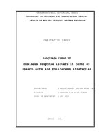 Language used in business response letters in terms of speech acts and politeness strategies