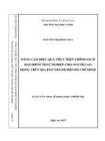 Nâng cao hiệu quả thực hiện chính sách bảo hiểm thất nghiệp trên địa bàn thành phố hồ chí minh  