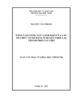 Nâng cao năng lực lãnh đạo của các tổ chức cơ sở đảng ở huyện thới lai, thành phố cần thơ  
