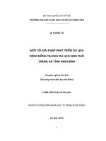 Một số giải pháp phát triển du lịch cộng đồng tại khu du lịch sinh thái Tràng An tỉnh Ninh Bình : Luận văn ThS. Du lịch (Chương trình đào tạo thí điểm)