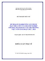 Kế hoạch marketing sản phẩm hạt nhựa pet của doanh nghiệp thương mại kolon vào thị trường việt nam giai đoạn 2012 2014  