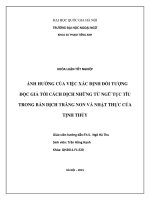 Ảnh hưởng của việc xác định đối tượng độc giả tới cách dịch những từ ngữ tục tĩu trong bản dịch trăng non và nhật thực của tịnh thủy
