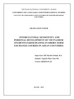 Ảnh hưởng của việc tham gia các chương trình trao đổi tại asean đối với độ nhạy cảm văn hoá và sự phát triển cá nhân của sinh viên việt nam