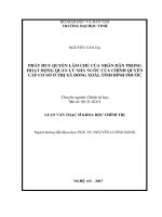 Phát huy quyền làm chủ của nhân dân trong hoạt động quản lý nhà nước của chính quyền cấp cơ sở ở thị xã đồng xoài, tỉnh bình phước  