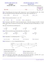 Đề thi học kì 1 toán 12 năm 2019-2020 trường Thpt Trung Giã Hà Nội |