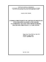 Nghiên cứu trường hợp về hiện tượng học sinh có năng khiếu nhưng chưa phát huy hết thực lực lớp 11 anh THPT nguyễn trãi hải dương