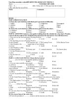 Đề - đáp án Khảo sát anh 8 Tháng 2-2018 MÃ ĐỀ 822