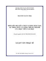 Mối liên hệ giữa chất lượng đào tạo, sự thỏa mãn và lòng trung thành của học viên cao học  