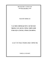 Vai trò chính quyền cấp huyện trong xây dựng nông thôn mới ở huyện lâm hà, tỉnh lâm đồng  