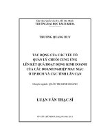 Tác động của các yếu tố quản lý chuỗi cung ứng lên kết quả hoạt động kinh doanh của các doanh nghiệp may mặc ở tp  hồ chí minh và các tỉnh lân cận  