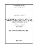 Nâng cao hiệu quả thực hiện chính sách tôn giáo của đảng, nhà nước tại quận 8, thành phố hồ chí minh  
