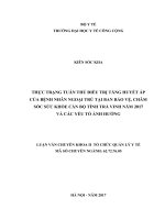 Thực trạng tuân thủ điều trị tăng huyết áp của bệnh nhân ngoại trú tại ban bảo vệ, chăm sóc sức khỏe cán bộ tỉnh trà vinh năm 2017 và các yếu tố ảnh hưởng 