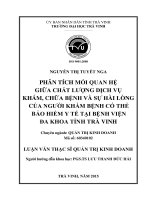 Phân tích  mối  quan  hệ  giữa  chất  lượng  dịch  vụ  khám,  chữa bệnh và sự  hài  lòng  của  người  khám bệnh  có thẻ Bảo hiểm y tế  tại Bệnh  viện Đa khoa tỉnh Trà Vinh
