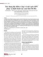 Xây dựng đặc điểm vi học và mã vạch ADN phục vụ định danh cây cam thảo Đá Bia