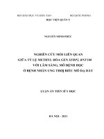luận án tiến sĩ nghiên cứu mối liên quan giữa tỷ lệ methyl hóa gen SFRP2, RNF180 với lâm sàng, mô bệnh học ở bệnh nhân ung thư biểu mô dạ dày 