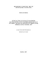 Đánh giá công tác quản lý người bệnh đái tháo đường tuýp 2 tại phòng khám, quản lý sức khỏe ban bảo vệ chăm sóc sức khỏe tỉnh bắc giang năm 2016 2017 