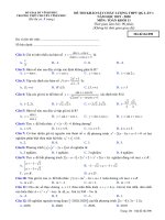 Đề KSCL ôn thi THPT Quốc gia môn Toán 11 năm 2019-2020 có đáp án - Trường THPT chuyên Vĩnh Phúc (Lần 1)