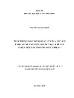 Thực trạng hoạt động quản lý chăm sóc sức khỏe người cao tuổi tại các trạm y tế của huyện tiểu cần, tỉnh trà vinh năm 2017 