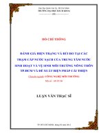 Đánh giá hiện trạng và rủi ro tại các trạm cấp nước sạch của trung tâm nước sinh hoạt và vệ sinh môi trường nông thôn tp  hồ chí minh và đề xuất biện pháp cải thiện  