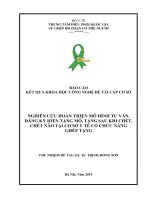 NGHIÊN CỨU HOÀN THIỆN MÔ HÌNH TƯ VẤN, ĐĂNG KÝ HIẾN TẶNG MÔ, TẠNG SAU KHI CHẾT, CHẾT NÃO TẠI CƠ SỞ Y TẾ CÓ CHỨC NĂNG  GHÉP TẠNG