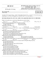 ĐỀ THI THỬ MÔN VẬT LÝ THPTQG  ĐỀ MINH HỌA NĂM 2019  ĐỀ 15