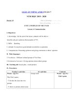 Tải Giáo án tiếng Anh lớp 8 Tuần 7 sách mới - Giáo án điện tử môn tiếng Anh 8 theo tuần