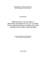 Thời gian quay lại làm việc và một số yếu tố liên quan của các nạn nhân tai nạn thương tích sau 12 tháng xuất viện tại bệnh viện đa khoa tỉnh ninh bình 