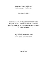 Điều kiện an toàn thực phẩm và kiến thức thực hành của người chế biến tại các cửa hàng ăn trên địa bàn huyện châu thành, tỉnh an giang năm 2018 