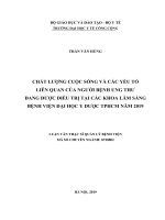 Chất lượng cuộc sống và các yếu tố liên quan của người bệnh ung thư đang điều trị tại các khoa lâm sàng bệnh viện đại học y dược thành phố hồ chí minh năm 2019 