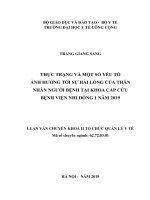 Thực trạng và một số yếu tố ảnh hưởng đến sự hài lòng của thân nhân người bệnh tại khoa cấp cứu bệnh viện nhi đồng 1, năm 2019  