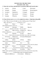 Đề cương ôn tập HK1 môn Tiếng Anh 8 năm 2020-2021 - Trường THCS Long Toàn