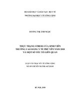 Thực trạng stress của sinh viên trường cao đẳng y tế phú yên năm 2018 và một số yếu tố liên quan 