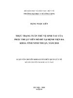 Thực trạng tuân thủ vệ sinh tay của phẫu thuật viên mổ đẻ tại bệnh viện đa khoa tỉnh ninh thuận, năm 2018 