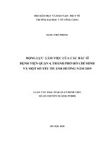 Động lực làm việc của các bác sỹ bệnh viện quận 4, thành phố hồ chí minh và một số yếu tố ảnh hưởng năm 2019 