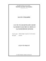 Các yếu tố ảnh hưởng đến chi phí vận hành và bảo trì các chung cư tại thành phố hồ chí minh  
