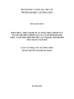 Kiến thức thực hành vệ sinh an toàn thực phẩm của người chế biến chính tại các cơ sở kinh doanh thức ăn đường phố phường vạn thạnh, thành phố nha trang năm 2019 