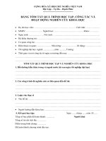 Mẫu tóm tắt quá trình học tập, công tác