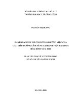 Đánh giá nguy cơ căng thẳng công việc của các điều dưỡng lâm sàng tại bệnh viện đa khoa tỉnh hòa bình năm 2020 