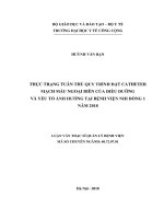 Thực trạng tuân thủ qui trình đặt catheter mạch máu ngoại biên của điều dưỡng và yếu tố ảnh hưởng tại bệnh viện nhi đồng 1 năm 2018 