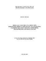 Động lực làm việc của nhân viên khối hành chính và một số yếu tố ảnh hưởng tại bệnh viện chấn thương chỉnh hình, thành phố hồ chí minh năm 2019 