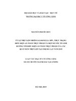 Tỷ lệ thịt lợn nhiễm salmonella spp thực trạng điều kiện an toàn thực phẩm và một số yếu tố ảnh hưởng tới điều kiện an toàn thực phẩm của các quầy bán thịt lợn tại chợ đà lạt năm 2019 