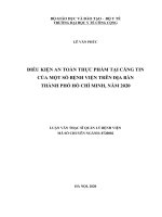 Điều kiện an toàn thực phẩm tại căng tin của 1 số bệnh viện trên địa bàn thành phố hồ chí minh, năm 2020 