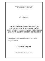 Những nhân tố ảnh hưởng đến các chi phí được sử dụng cho hệ thống quản lý chất lượng của nhà thầu trong các dự án xây dựng tại tp  hồ chí minh  