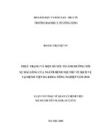 Thực trạng sự hài lòng người bệnh nội trú về chất lượng dịch vụ tại bệnh viện đa khoa nông nghiệp và các yếu tố ảnh hưởng năm 2018 