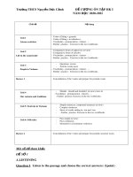 Đề cương ôn tập HK1 môn Tiếng Anh 8 năm 2020-2021 - Trường THCS Nguyễn Đức Cảnh