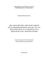 Thực trạng kiến thức, thực hành và một số yếu tố ảnh hưởng đến khám sàng lọc và tư vấn trước tiêm chủng của cán bộ trạm y tế xã thuộc huyện tứ kỳ, hải dương năm 2018 